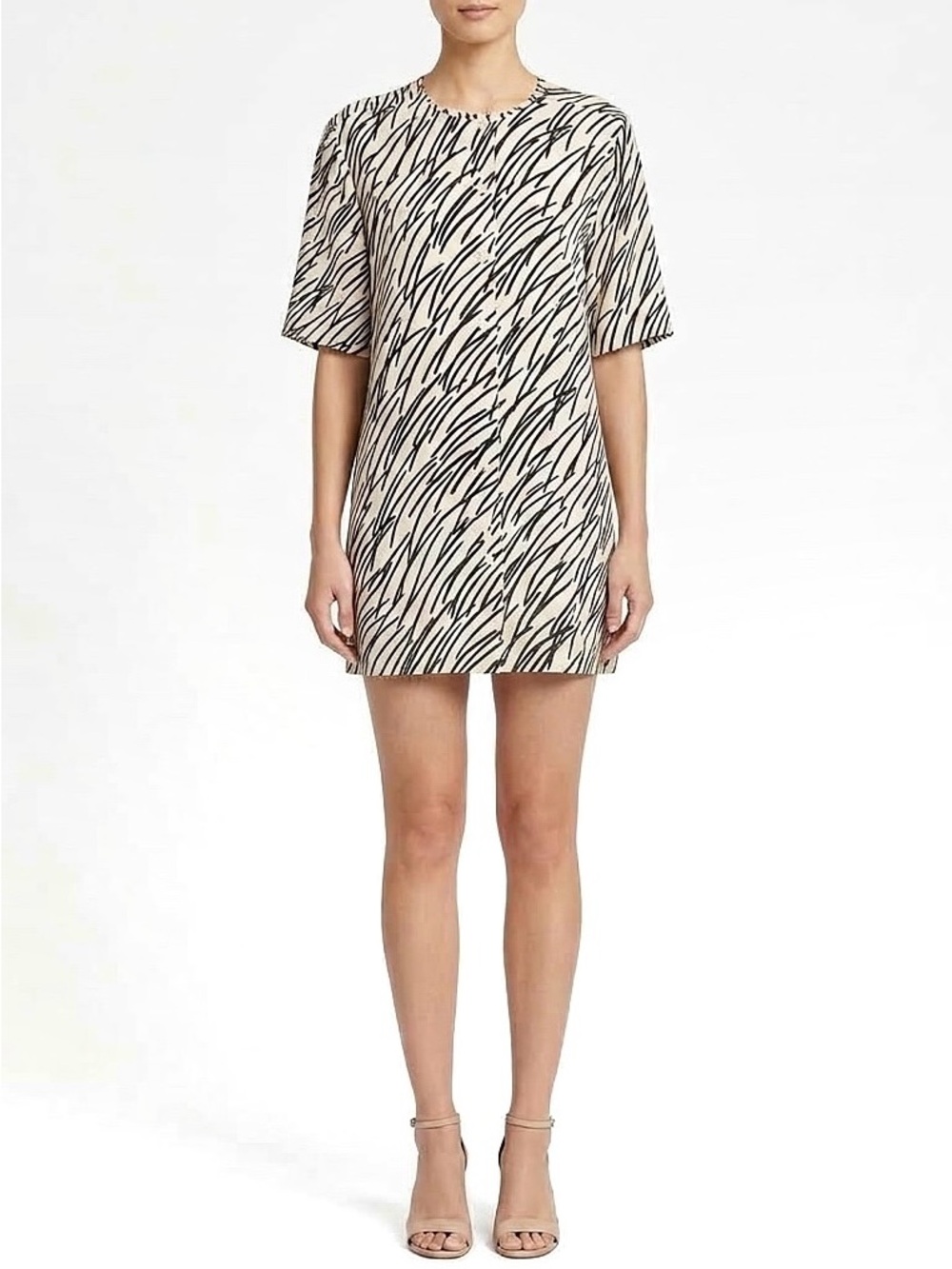 Vintage ESCADA Margaretha Ley Silk Shift Mini Dress Zebra Abstract Print 40/10